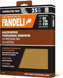 Fandeli Assorted Grits (80,120,220), 9” x 11", 25 sheet Sandpaper