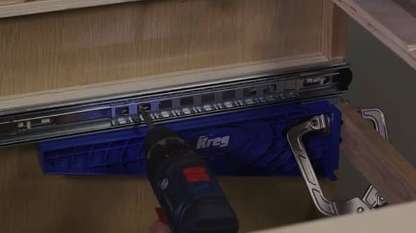 Kreg drawer slide jig installation